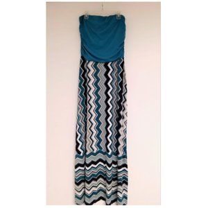 Vanity Turquoise Chevron Maxi Dress